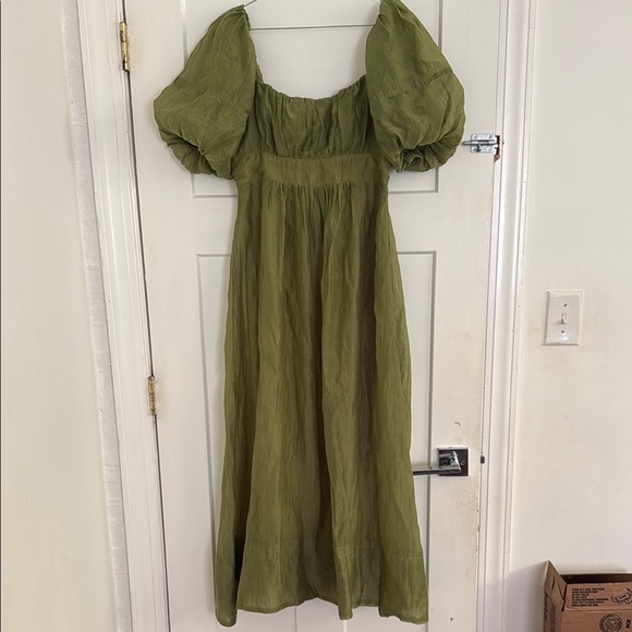 Showpo. Dresses & Skirts - Showpo Olive Puff Sleeve Maxi Dress